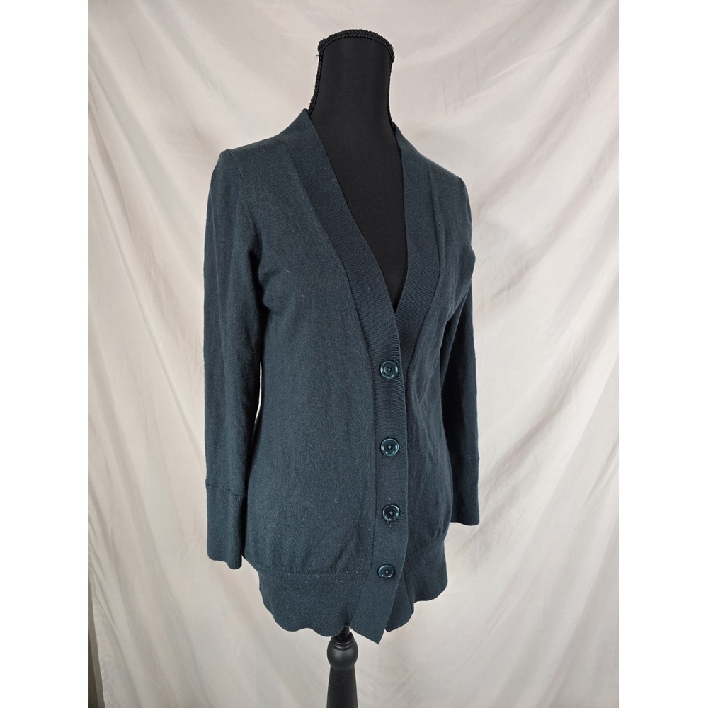 Banana Republic Navy Extra Fine Merino Wool Button-Up Cardigan Sweater Size L